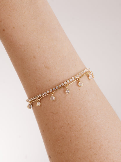 Crystal Droplet Chain Bracelet Set on model