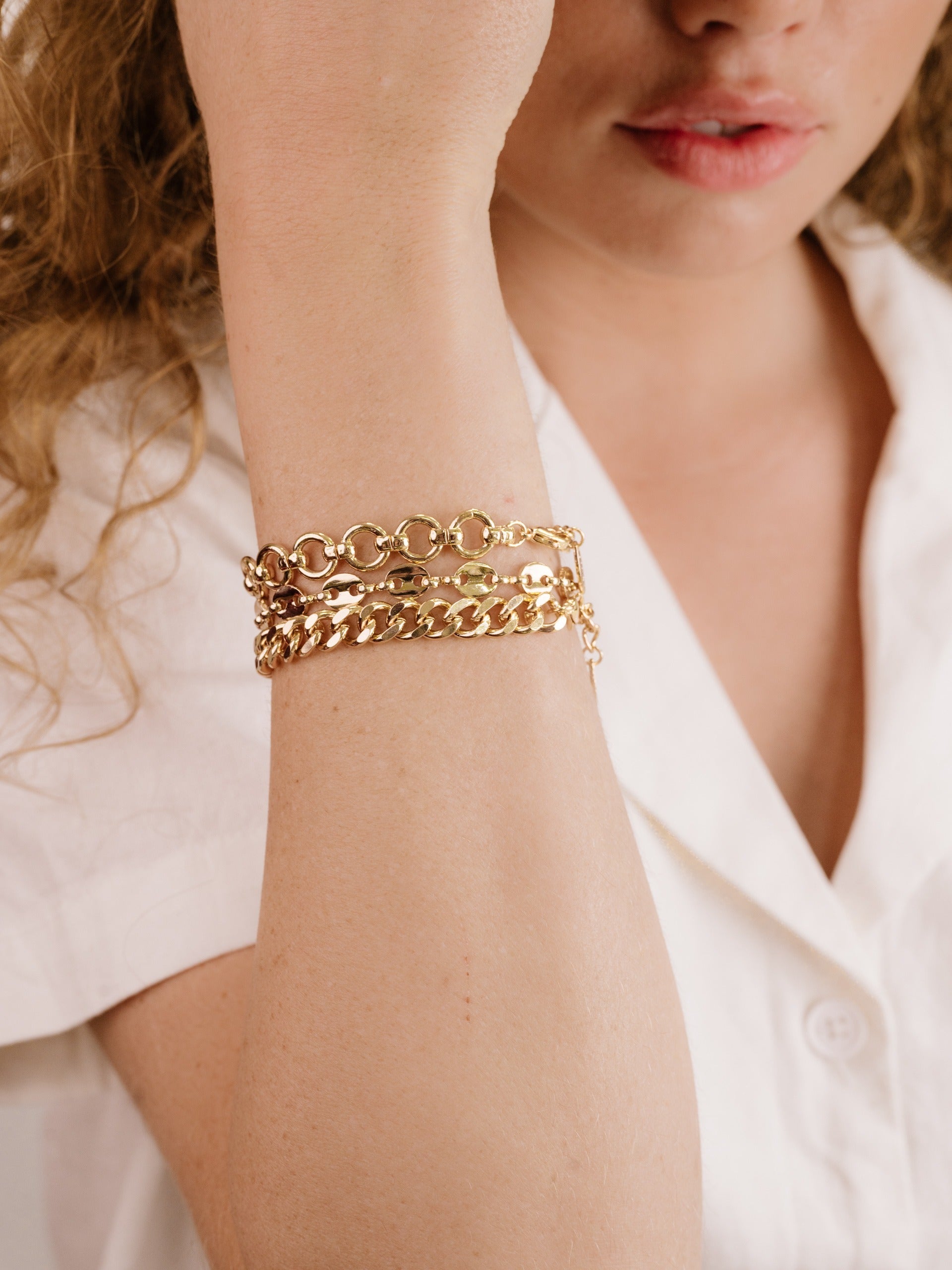 Gold plated store chain and bracelet set