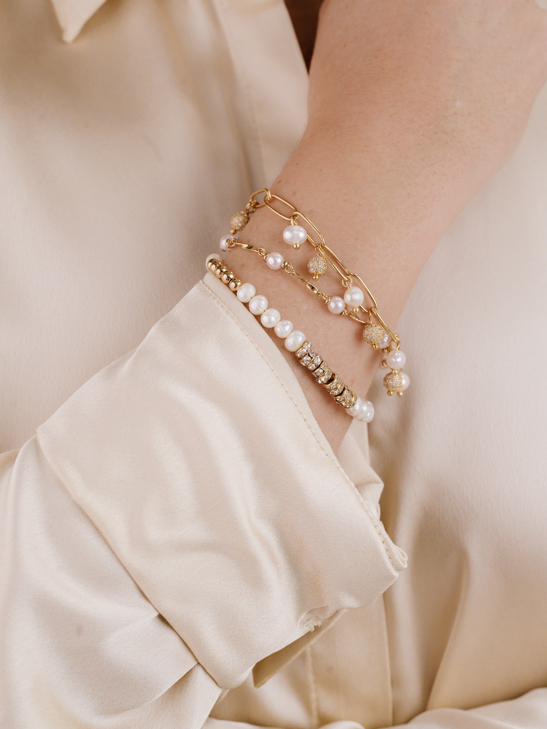 Pearl Party Bracelet Set of 3 on model 4