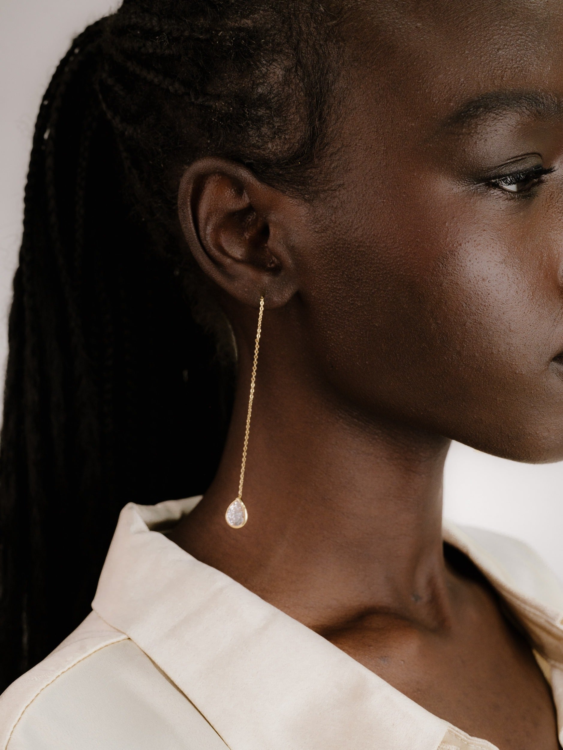 Barely There Chain and Crystal Dangle Earrings on model