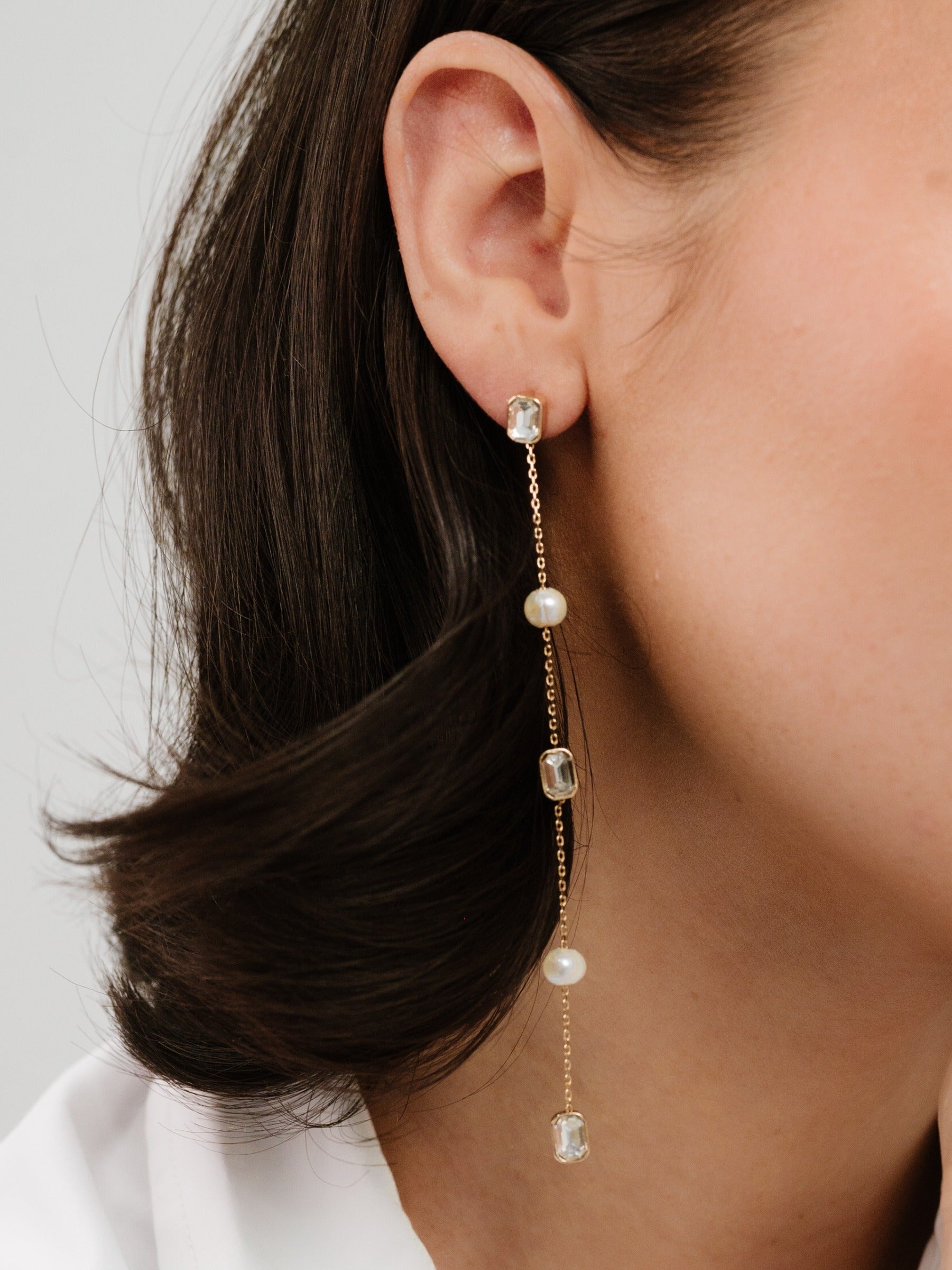 Shops crystal and pearl drop earrings