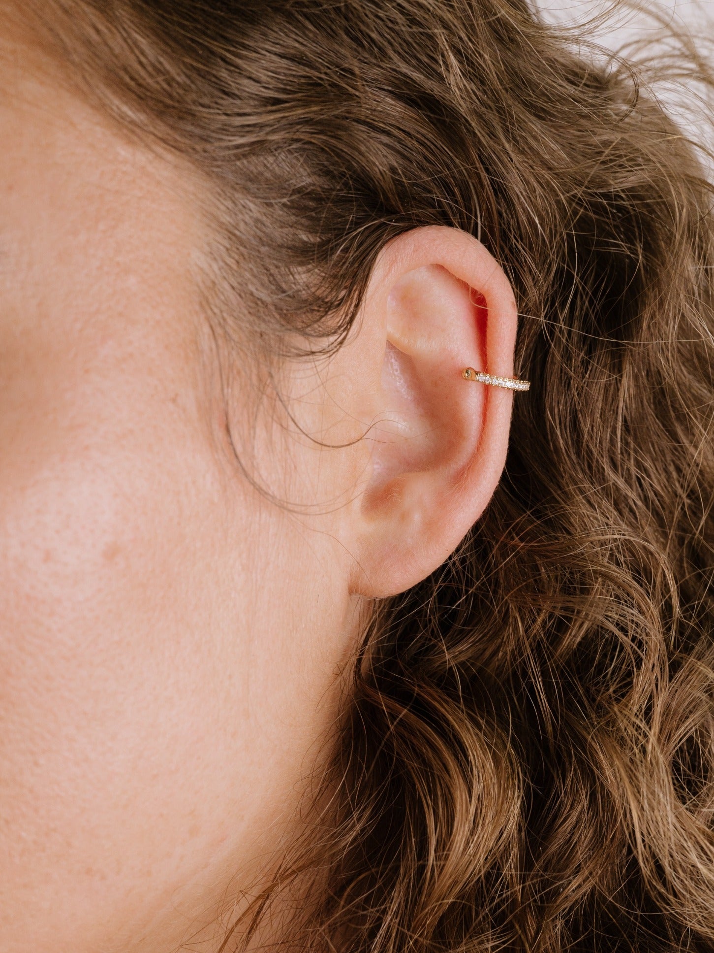 Mini Sparkler Crystal Ear Cuff on model