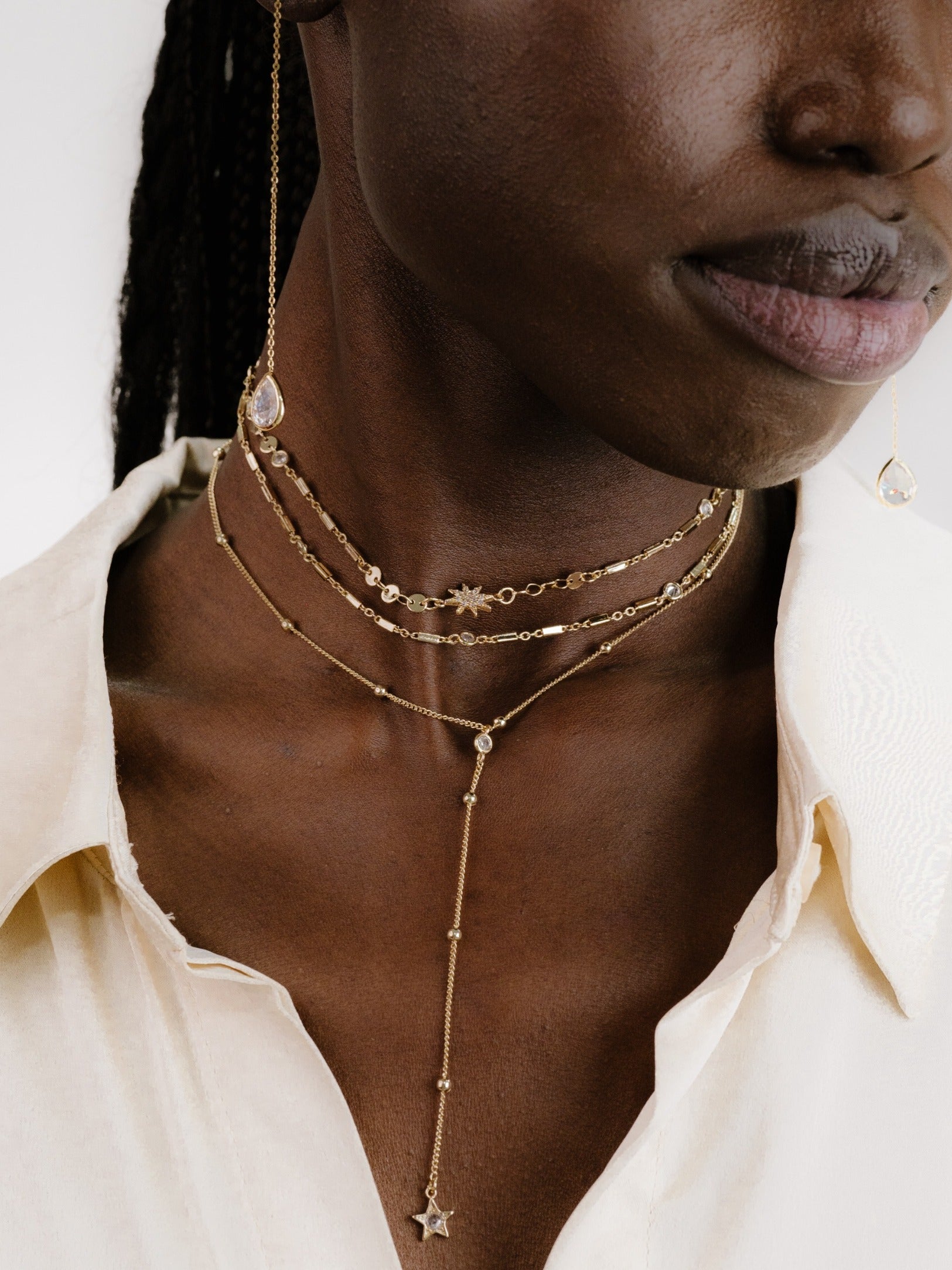 Forever Falling Multi-Chain Lariat Choker on model 2