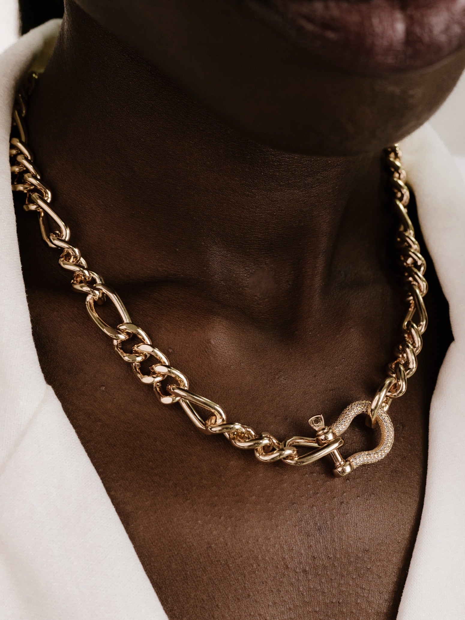 Cuffed Love Chain Link Necklace on model 2