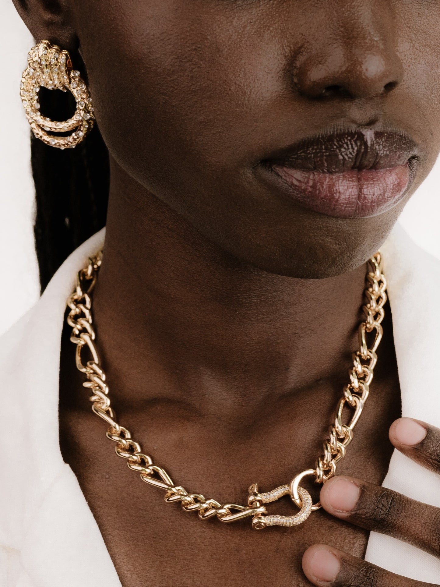 Cuffed Love Chain Link Necklace on model 3