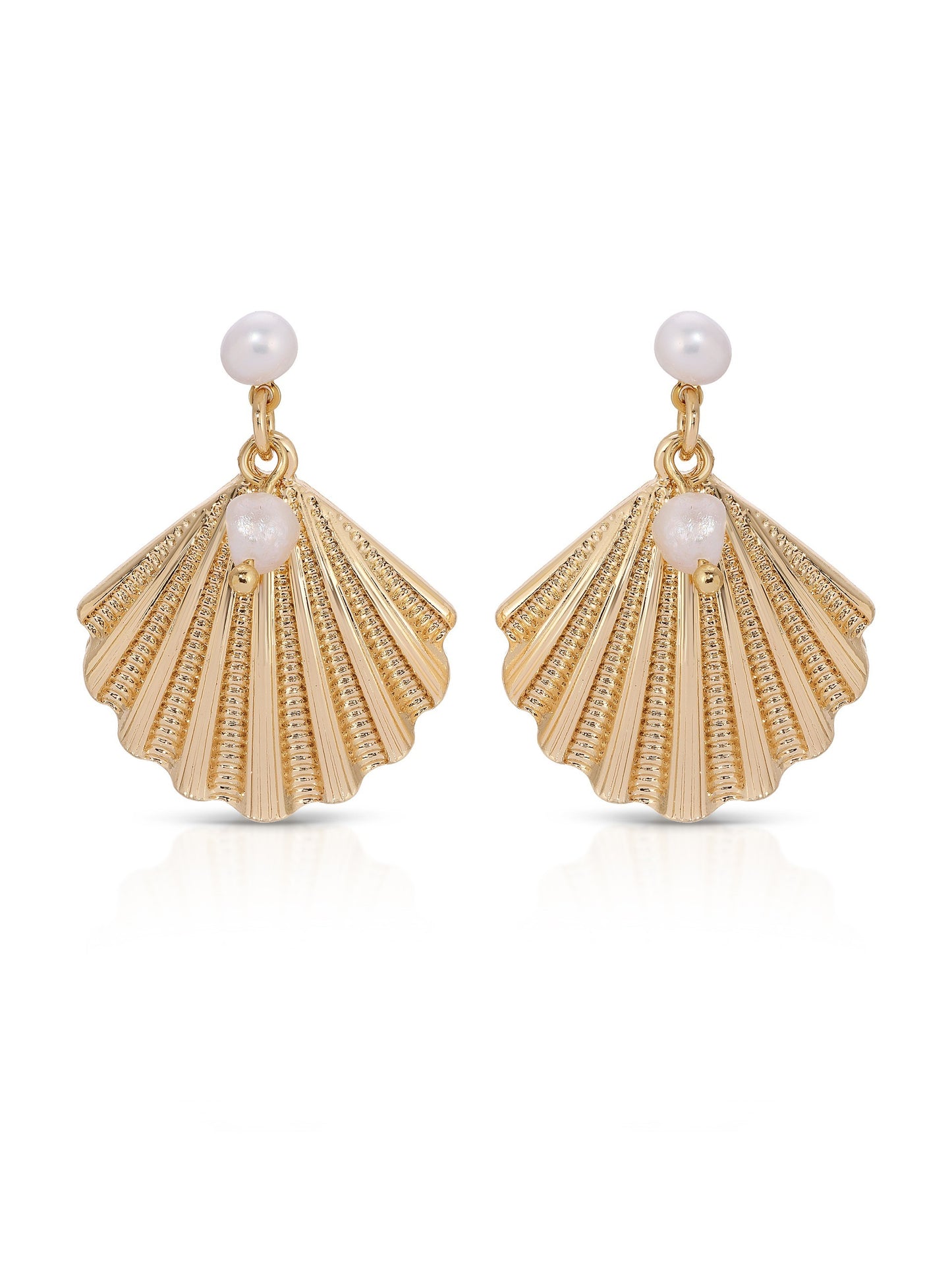 Scallop Shell and Pearl Earrings