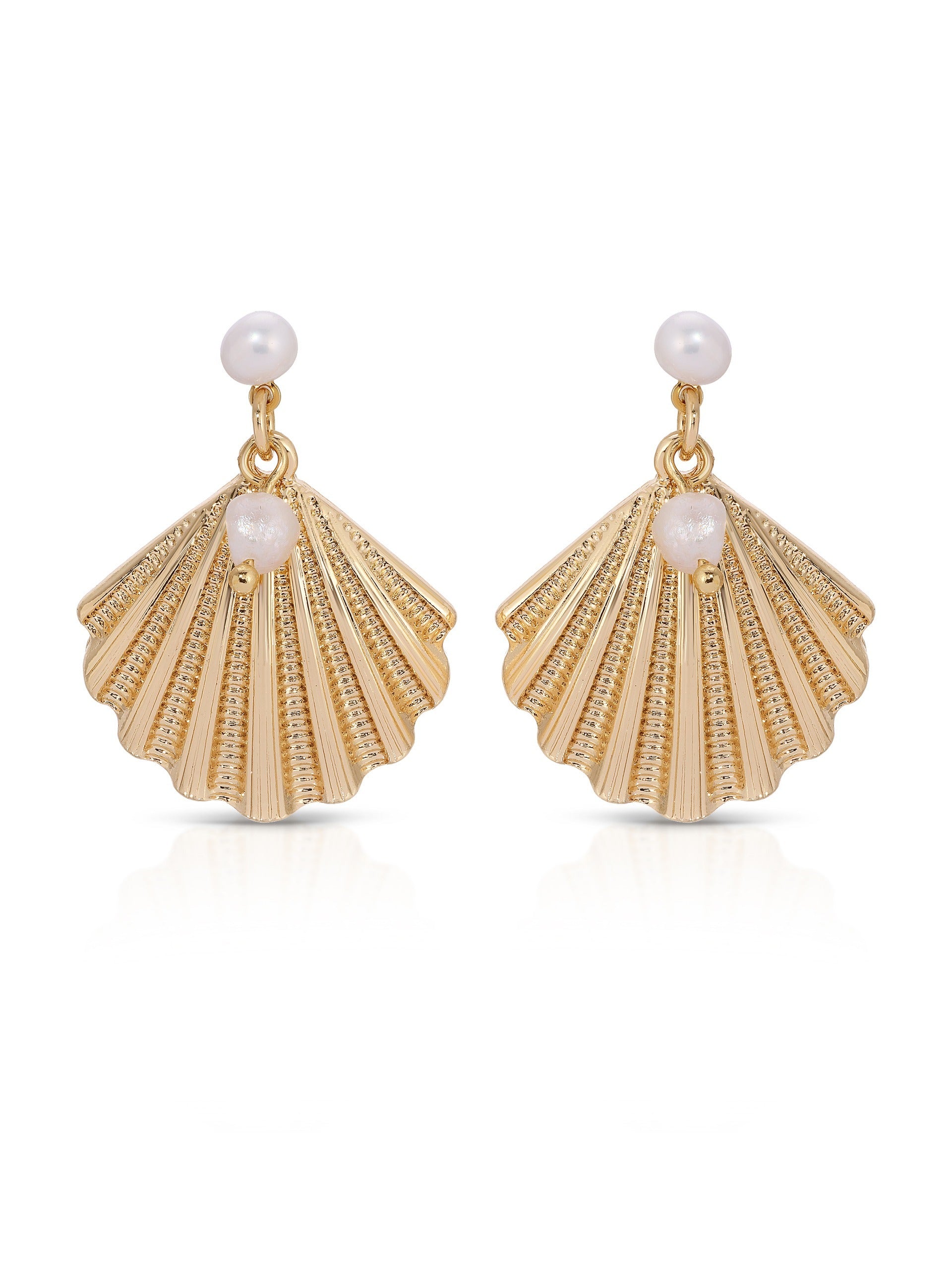 Scallop Shell and Pearl Earrings