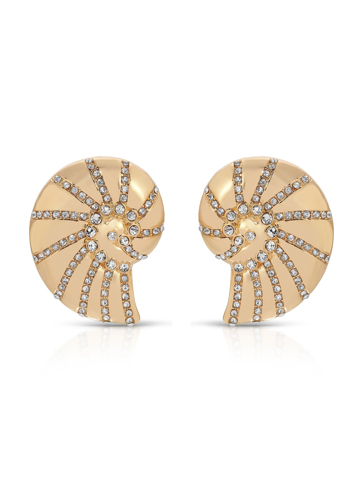 Crystal Studded Nautilus Shell Earrings