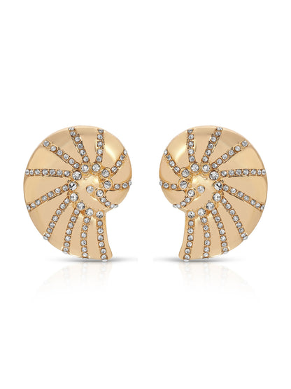 Crystal Studded Nautilus Shell Earrings
