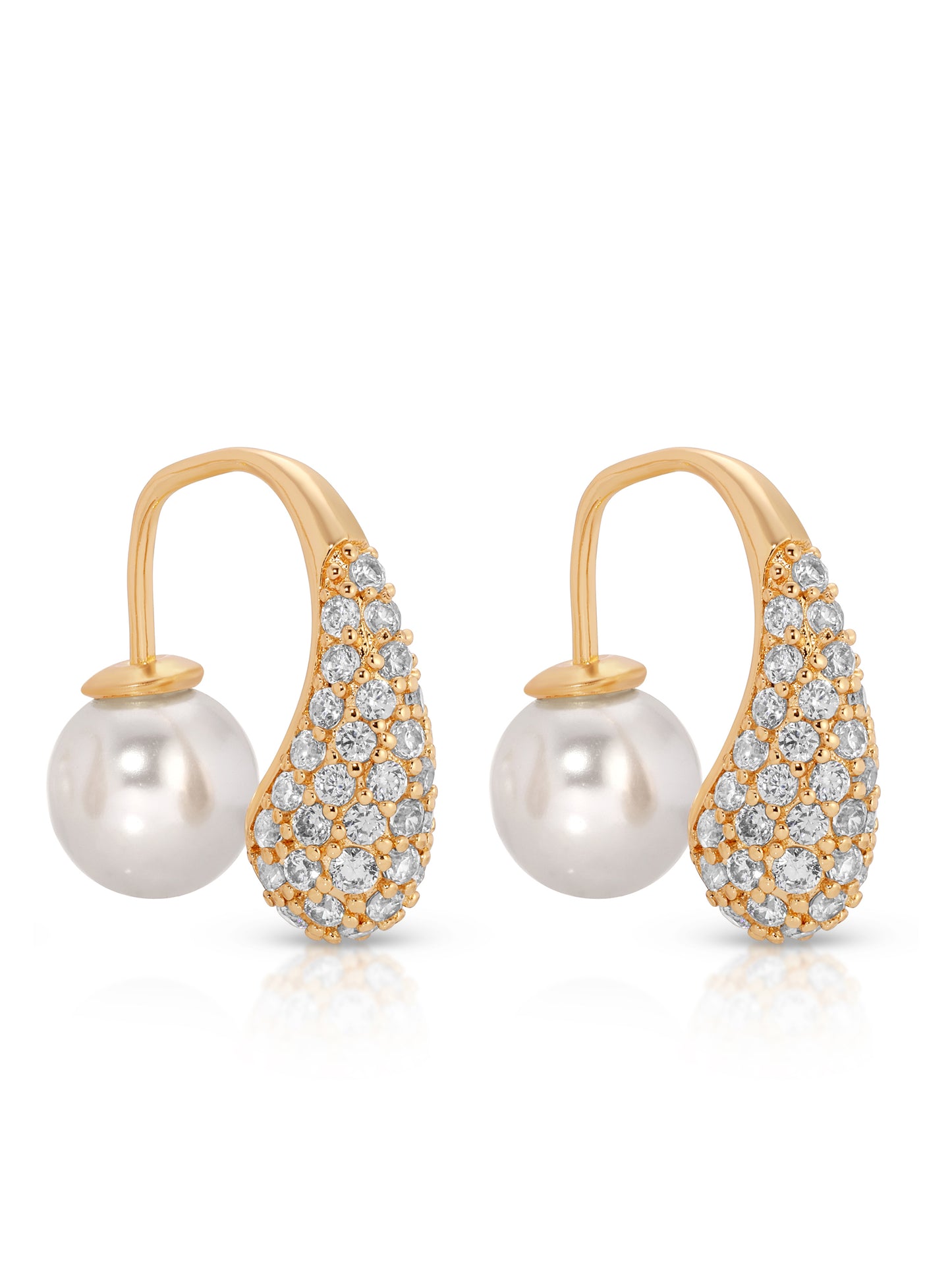 Hooked Pavé and Pearl Earrings side