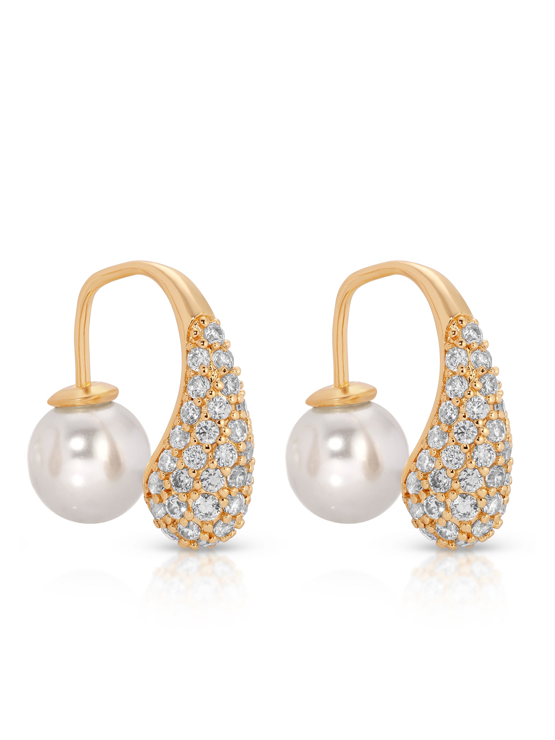 Hooked Pavé and Pearl Earrings side