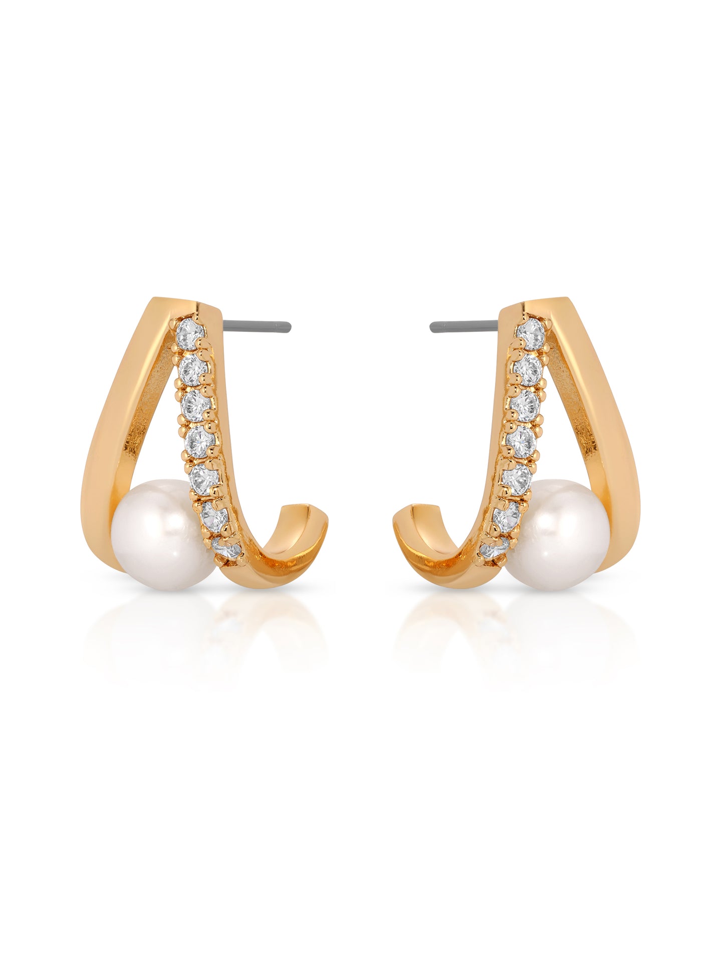 Pavé and Pearl Earrings side