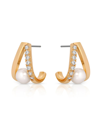 Pavé and Pearl Earrings side