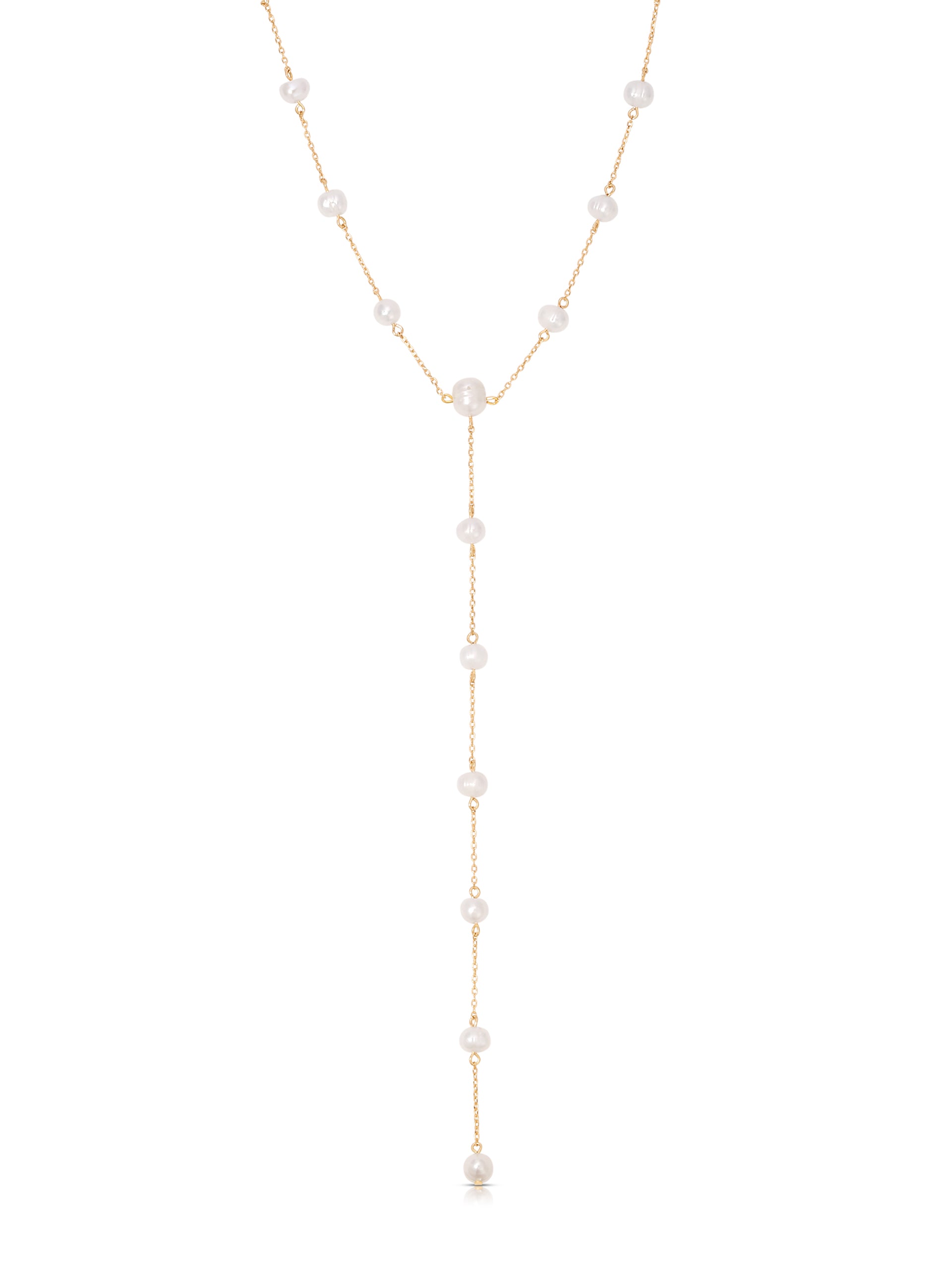 Dripping Pearl Lariat Necklace