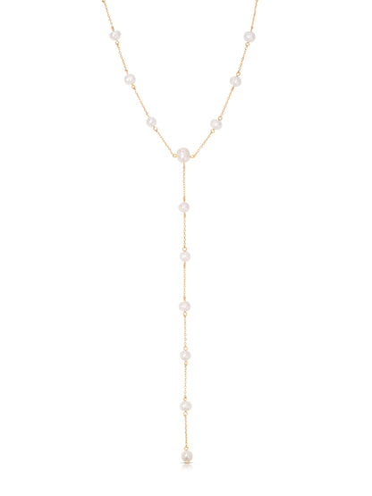 Dripping Pearl Lariat Necklace