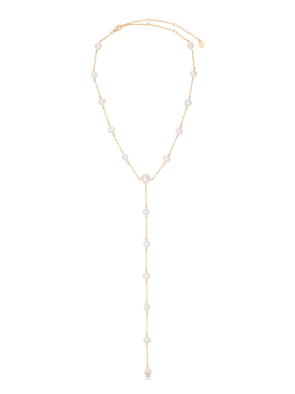 Dripping Pearl Lariat Necklace full