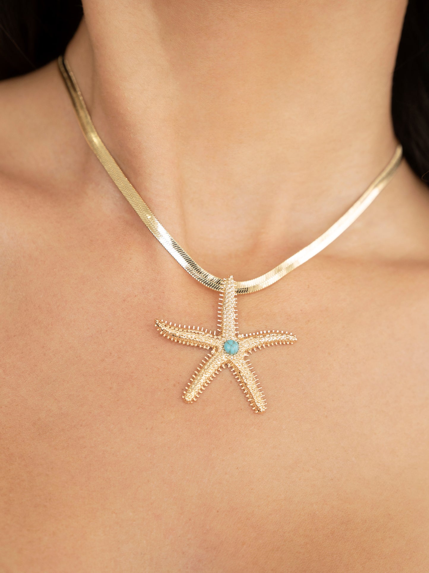 Mermaid Cove Starfish Pendant Necklace on model