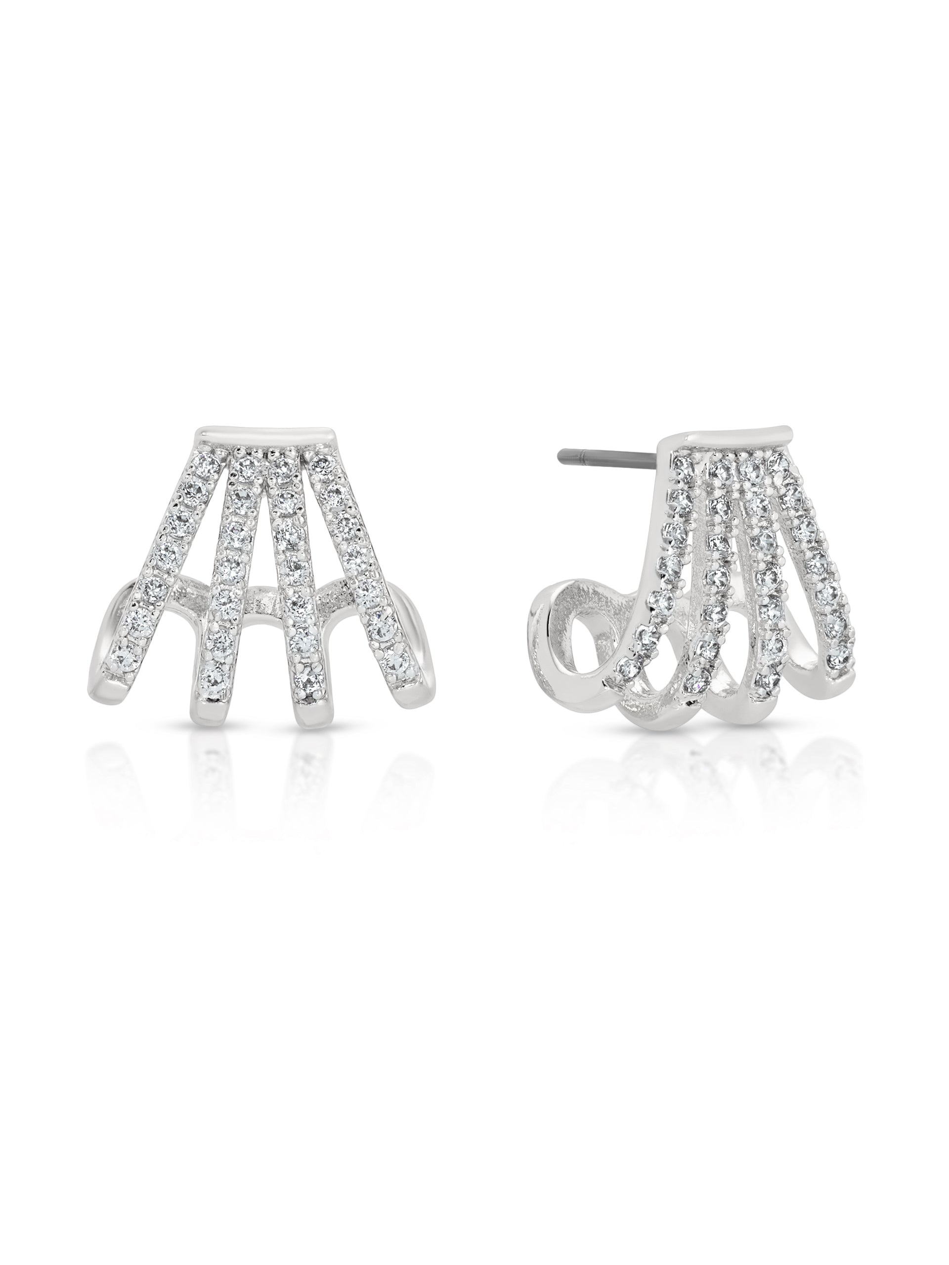 Glisten Wing Pavé Earrings in rhodium side