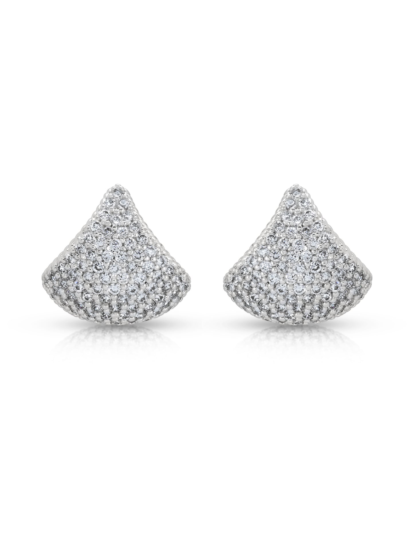 Pavé Encrusted Huggie Hoops in rhodium