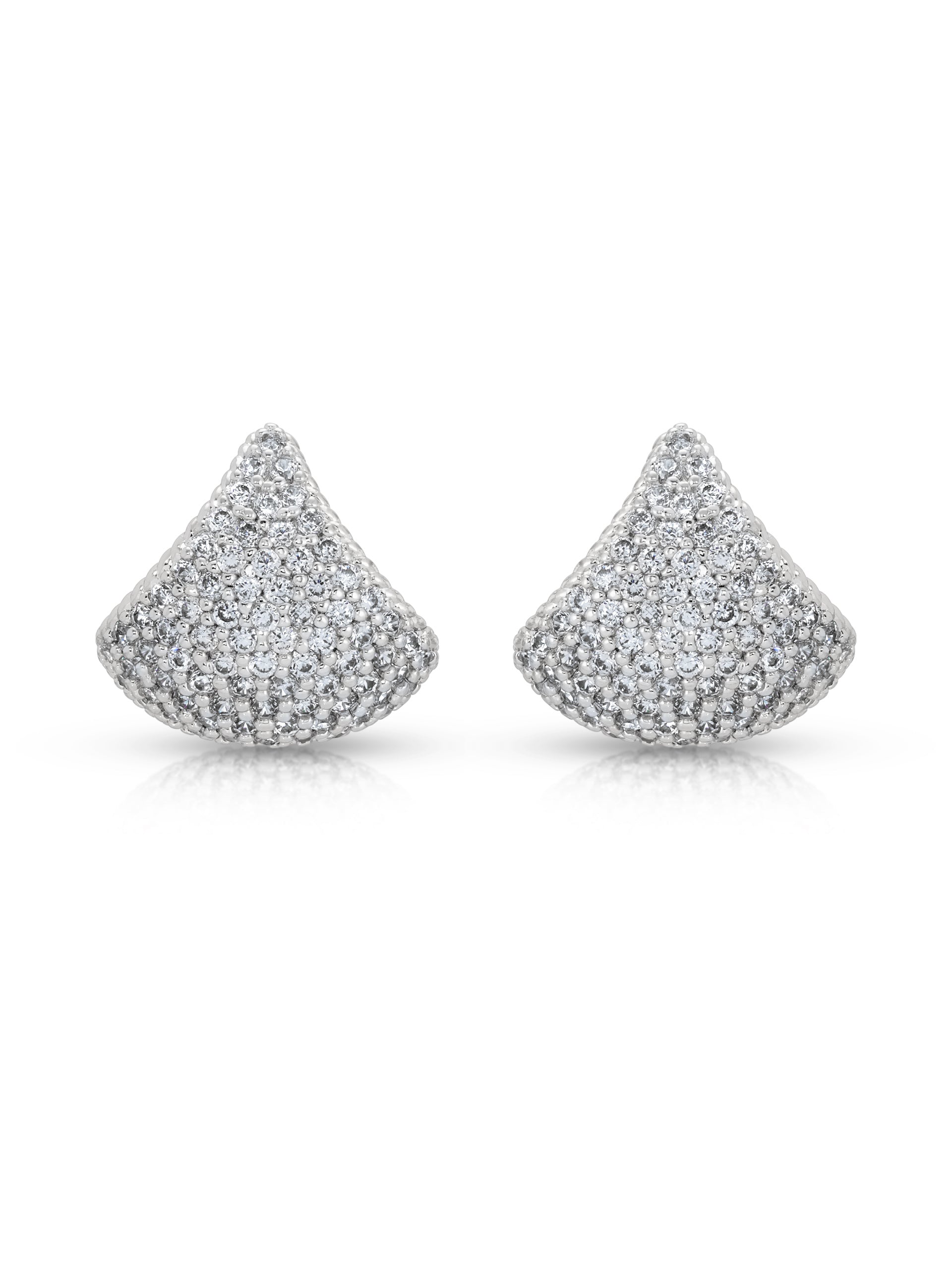 Pavé Encrusted Huggie Hoops in rhodium