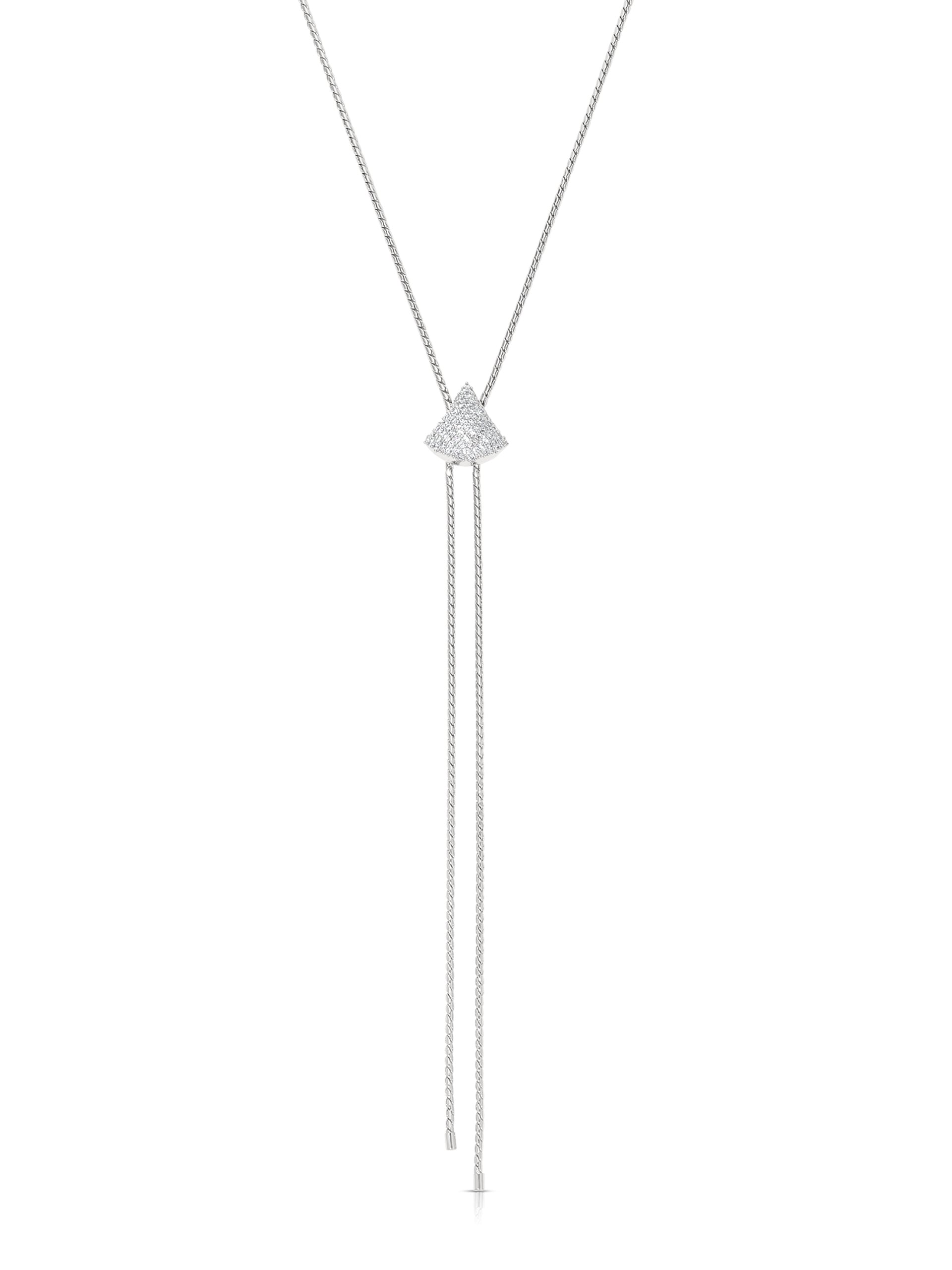 Pavé Shine Bolo Necklace in rhodium close