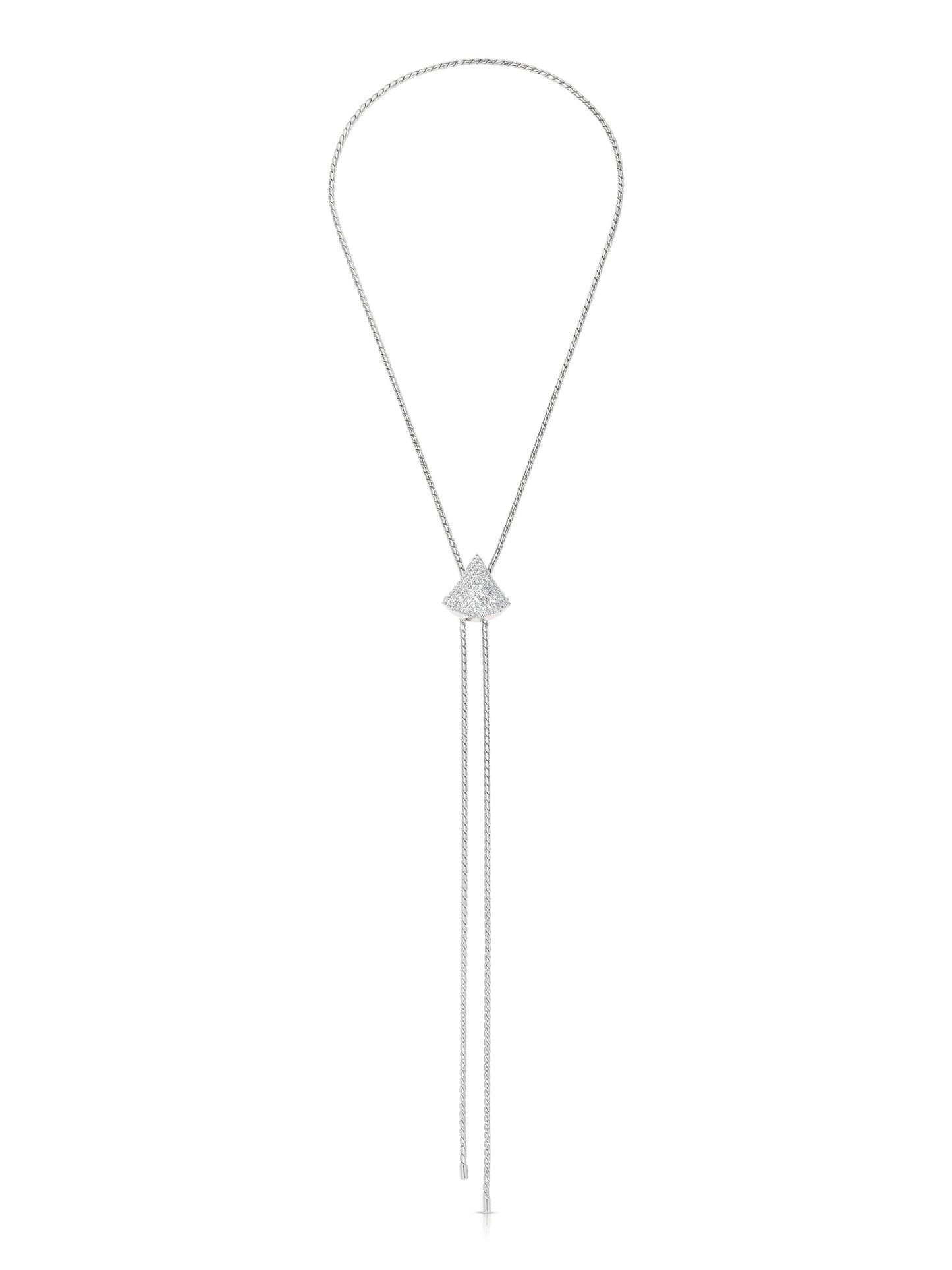 Pavé Shine Bolo Necklace in rhodium