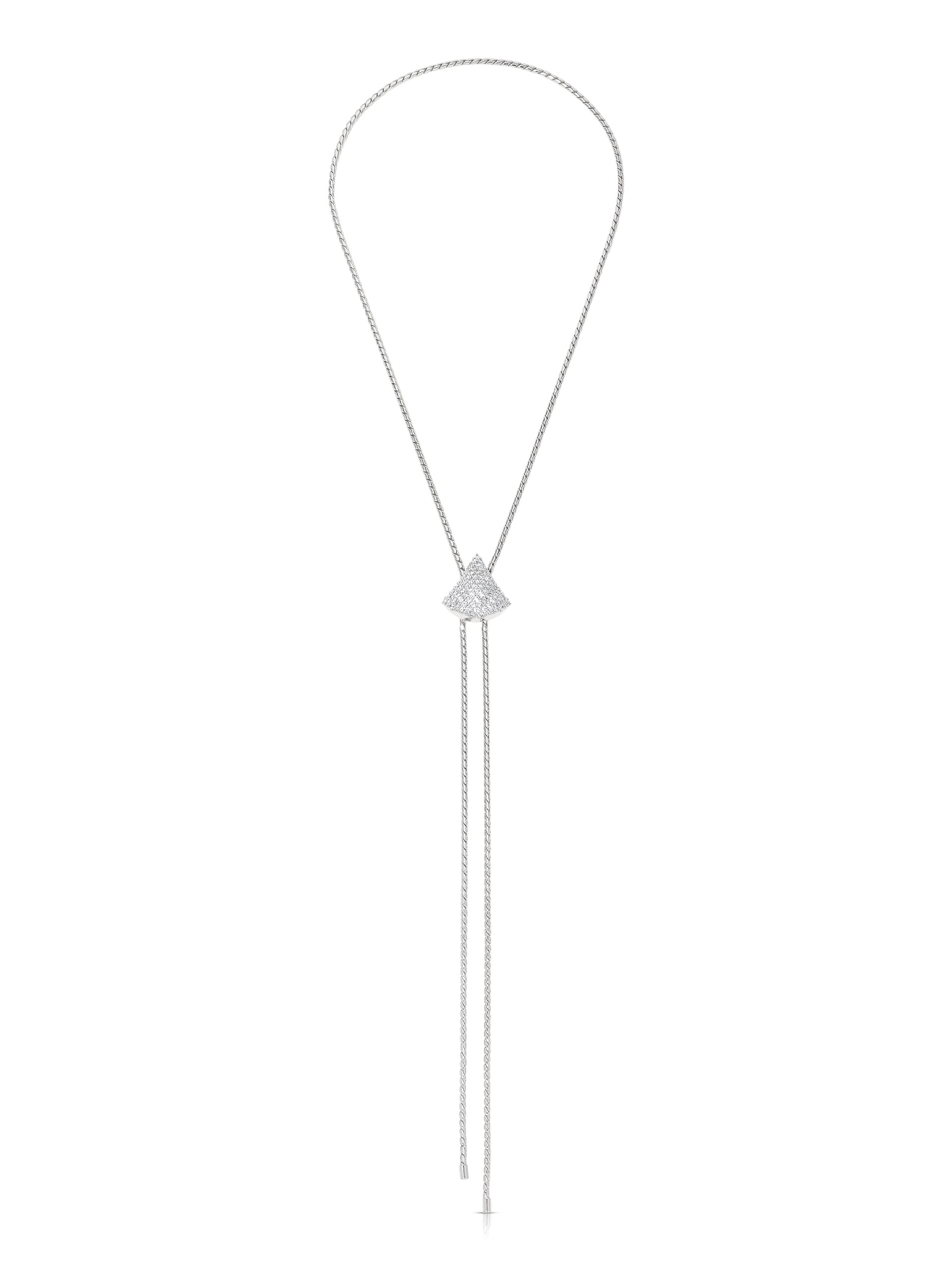 Pavé Shine Bolo Necklace in rhodium