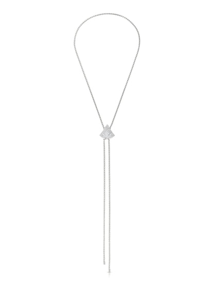 Pavé Shine Bolo Necklace in rhodium