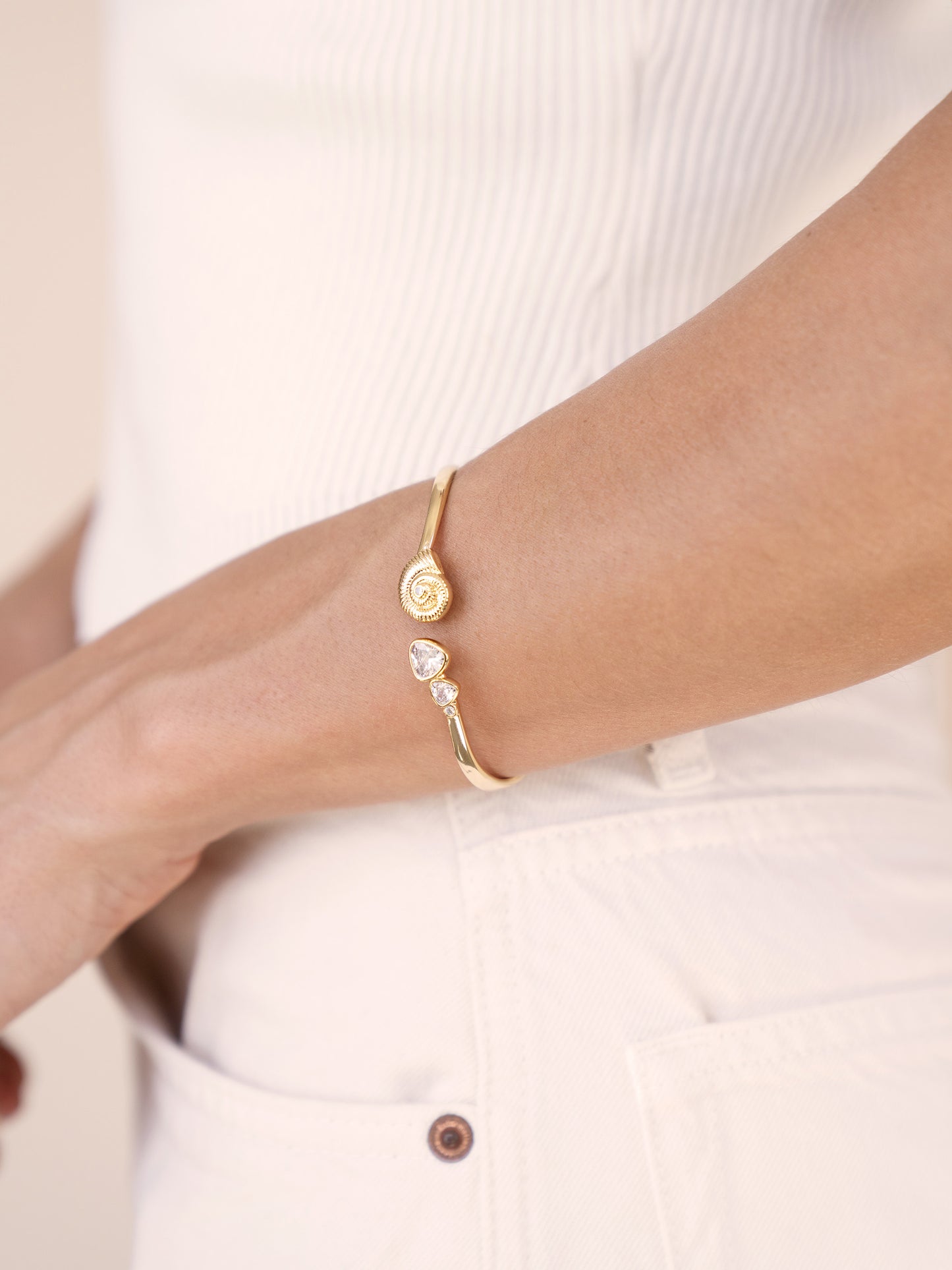 Golden Nautilus Shell Cuff Bracelet