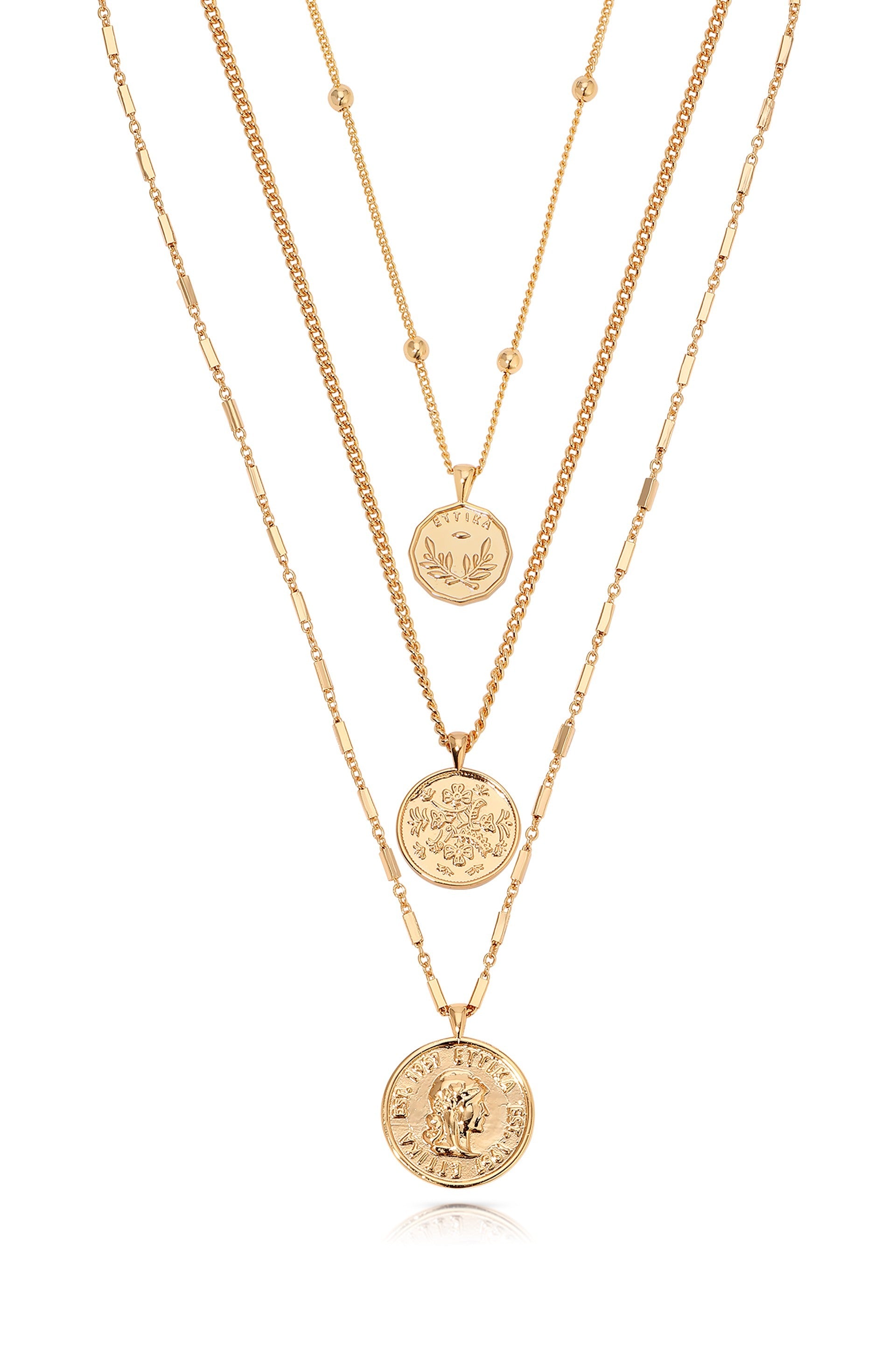 Three Coins Necklace Set