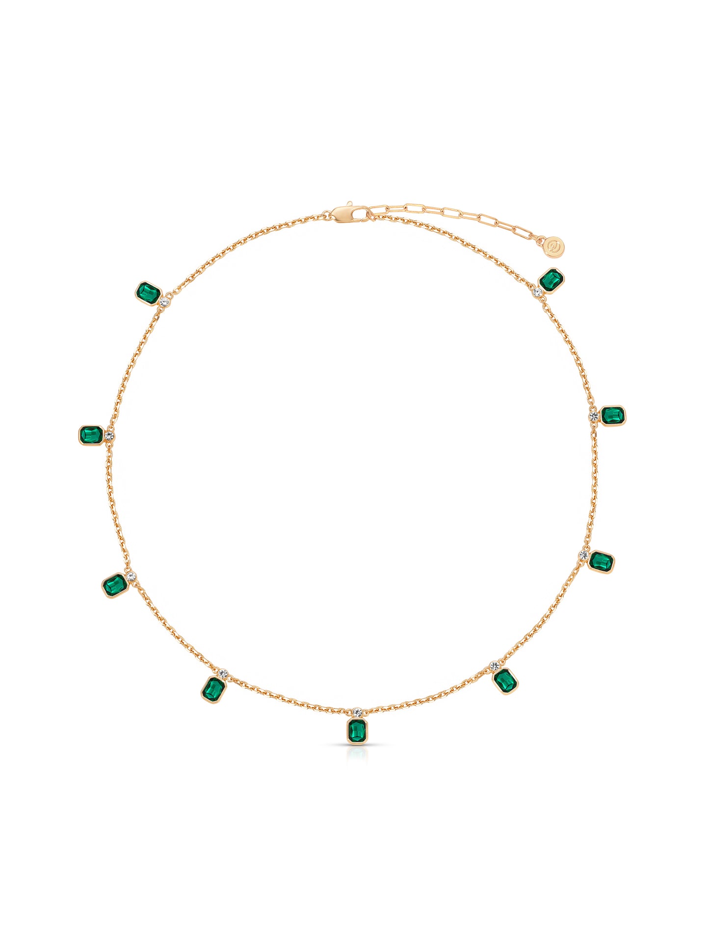 Emerald Deco Charm Necklace