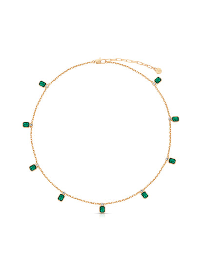 Emerald Deco Charm Necklace