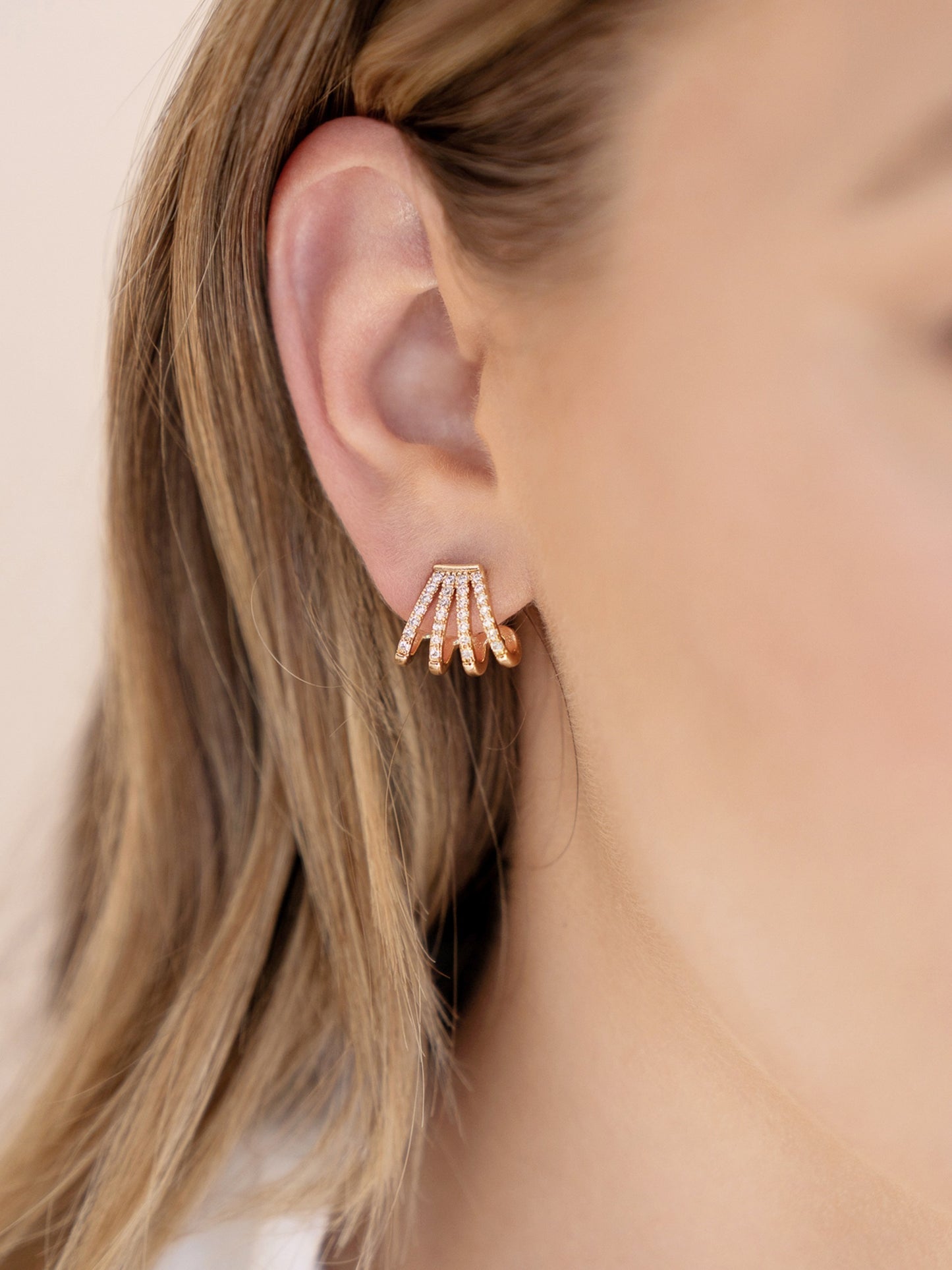 Glisten Wing Pavé Earrings on model