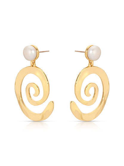 Aura Swirl Pearl Earrings side view