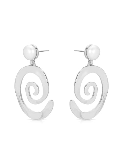 Aura Swirl Pearl Earrings silver