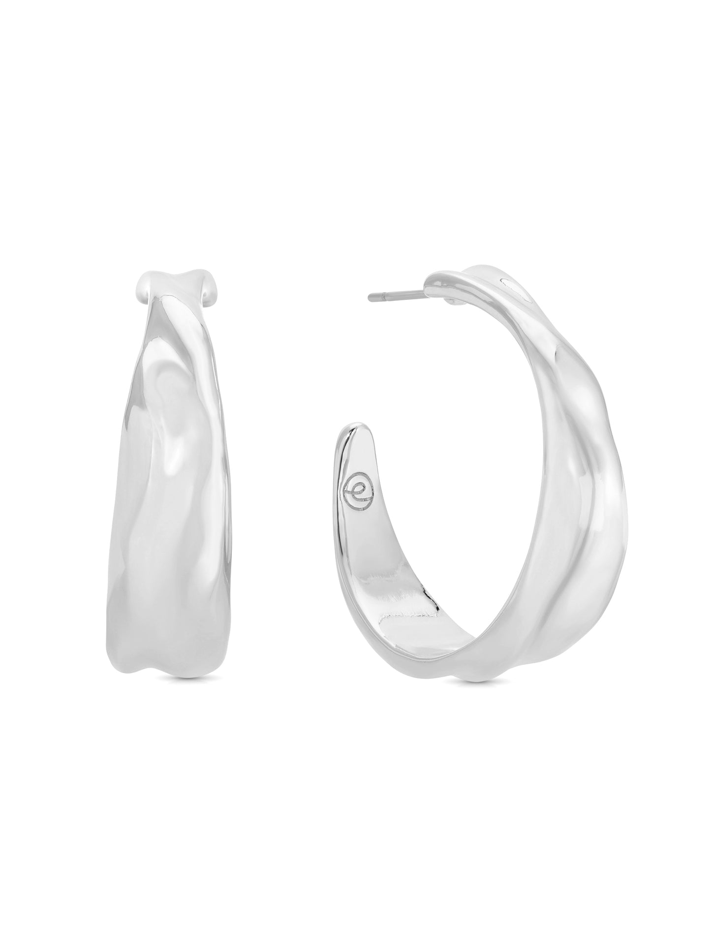 Liquid Lux Hoops silver side view