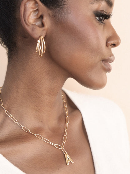 Helena Hoop Earrings on model 2