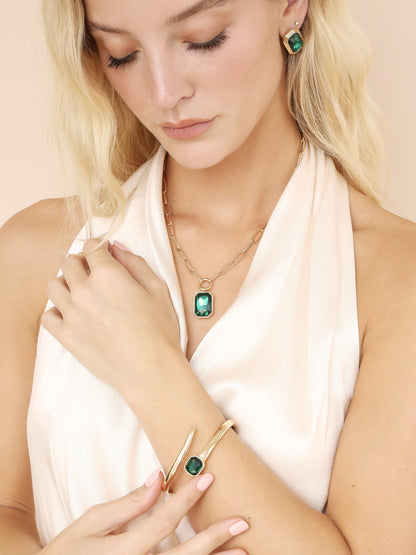 Emerald Deco Wrap Cuff on model 4