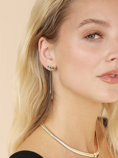 Emerald City Waterfall Earrings on model 3