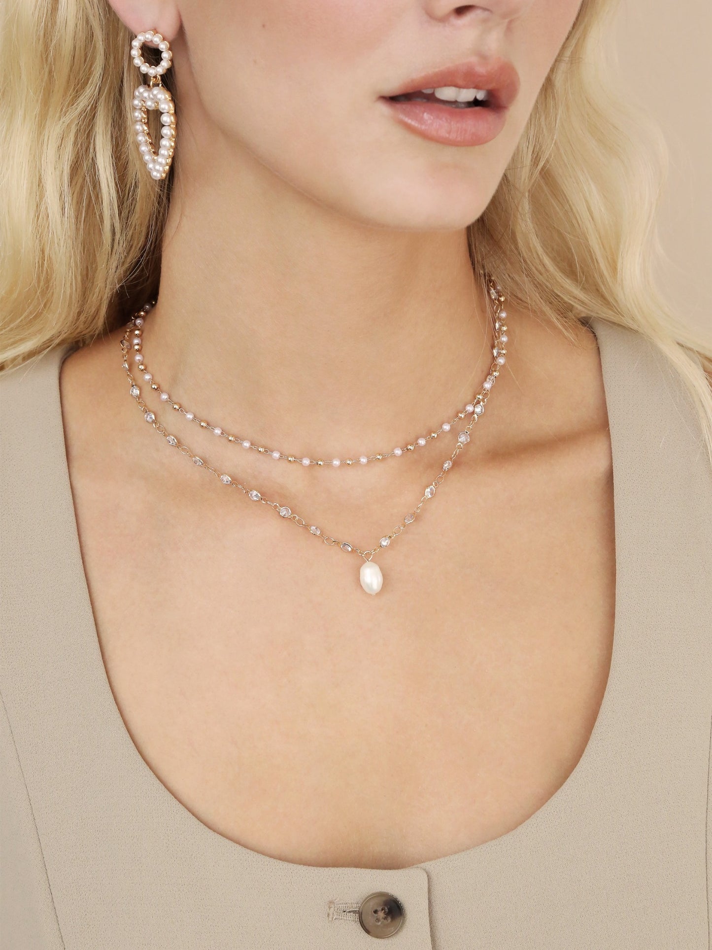 Crystal Spark and Ball Chain Necklace Set