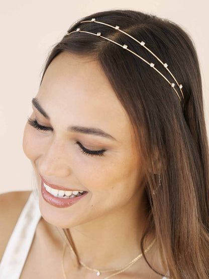 Delicate Crystal Dotted Gold Headband