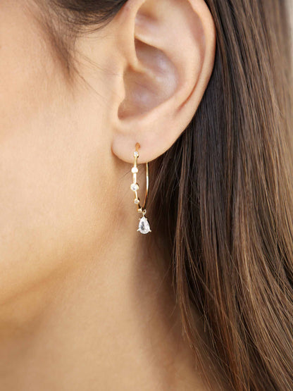 Delicate Crystal Charm Hoop Earrings