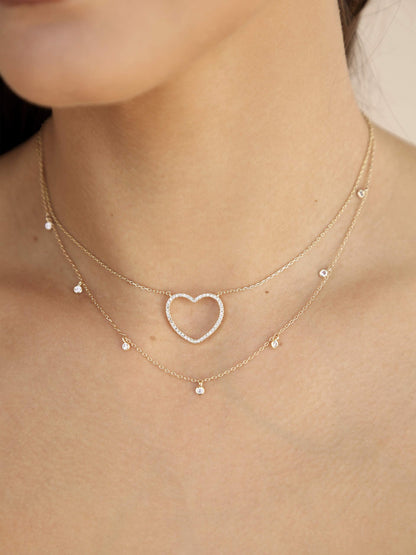 Crystal Heart Drop Necklace Set