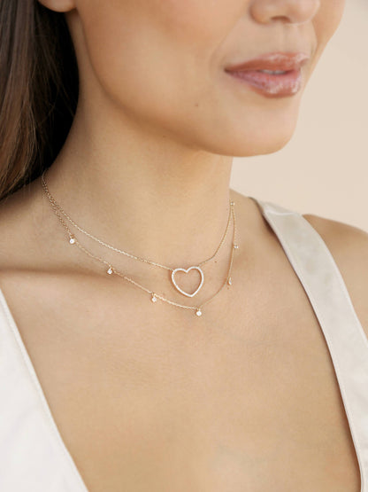 Crystal Heart Drop Necklace Set