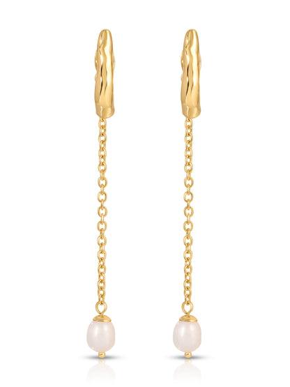 Linear Lux Pearl Drop Earrings front