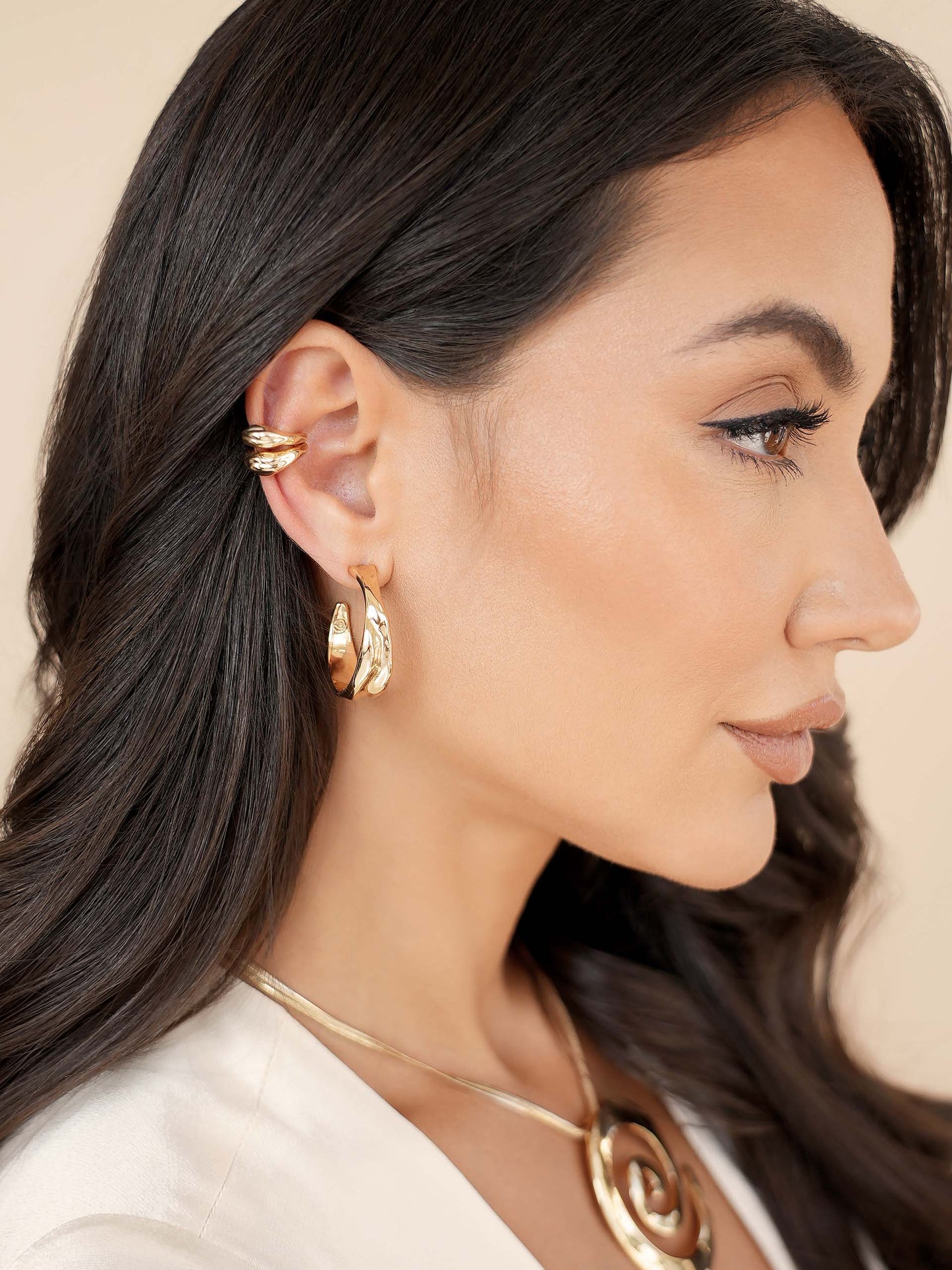 Liquid Lux Ear Cuff Set on model 2