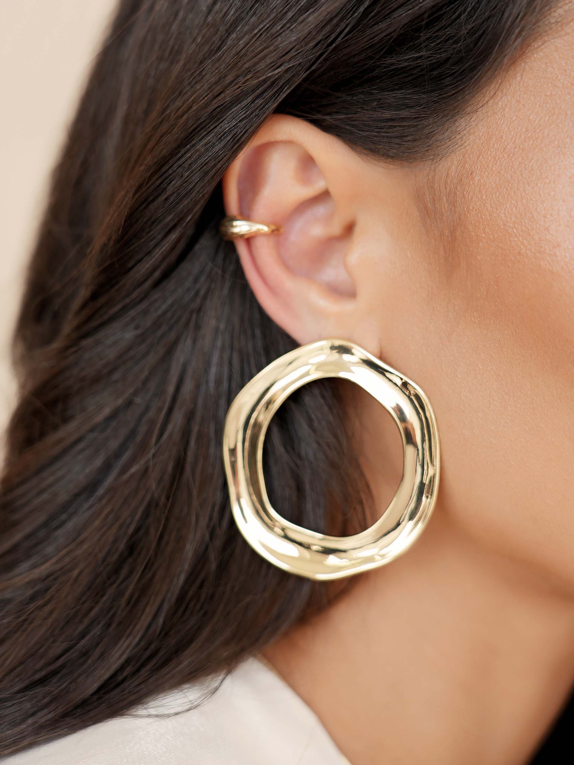 Open Circle Earrings on model