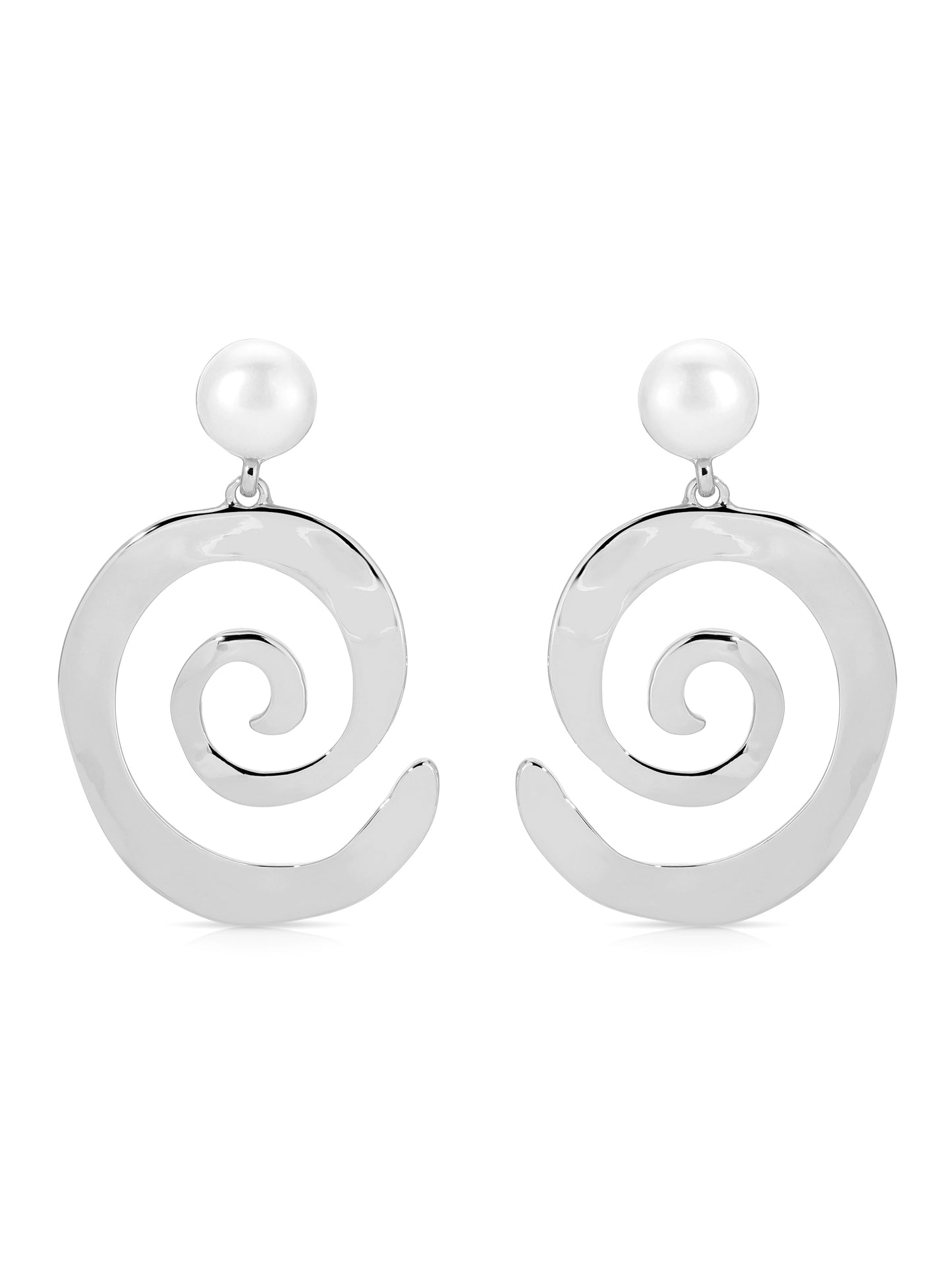 Aura Swirl Pearl Earrings silver