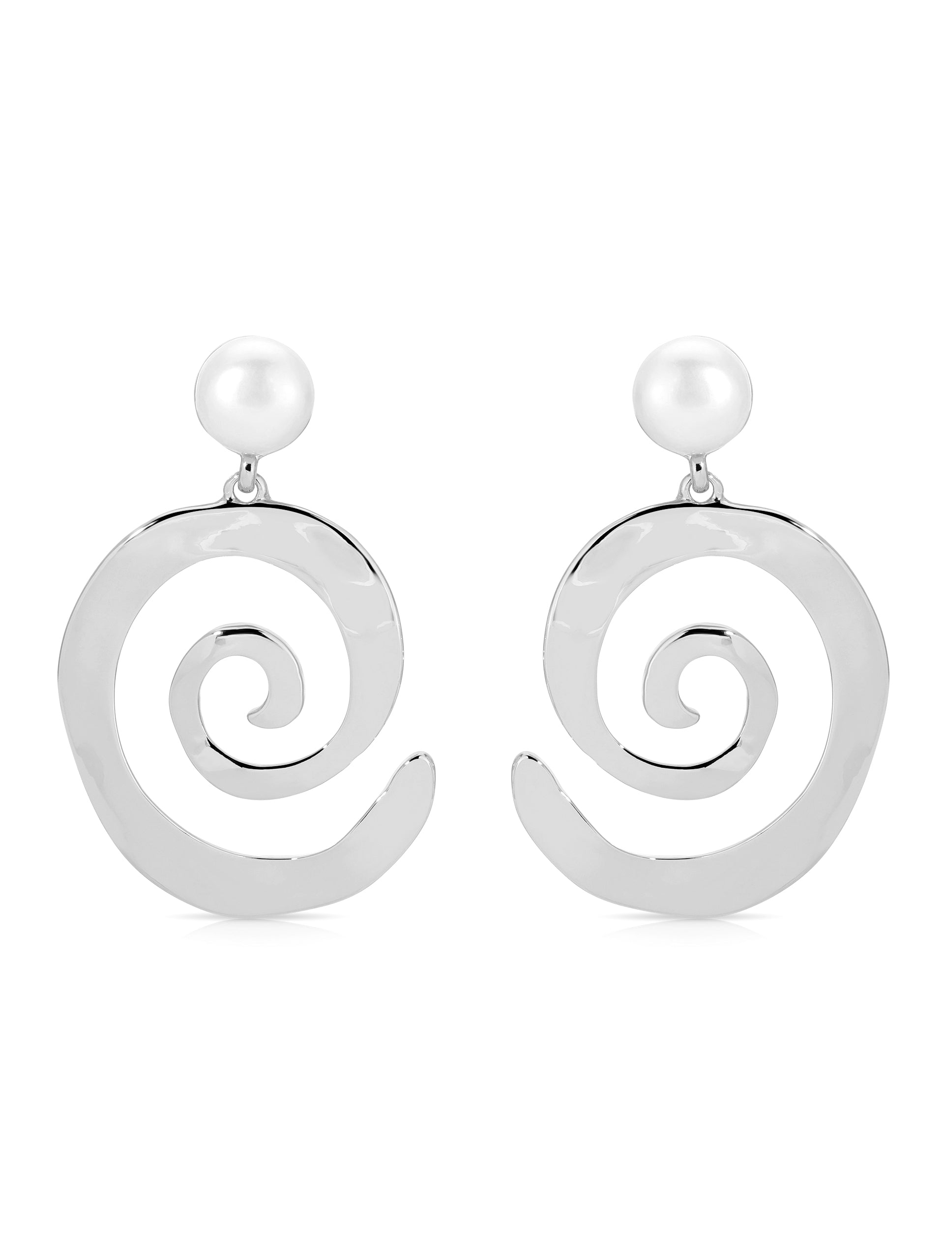 Aura Swirl Pearl Earrings silver