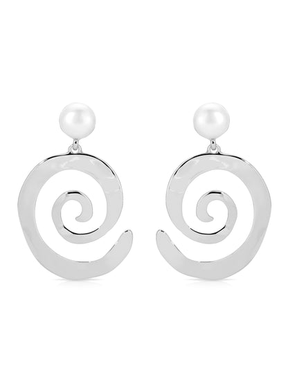 Aura Swirl Pearl Earrings silver